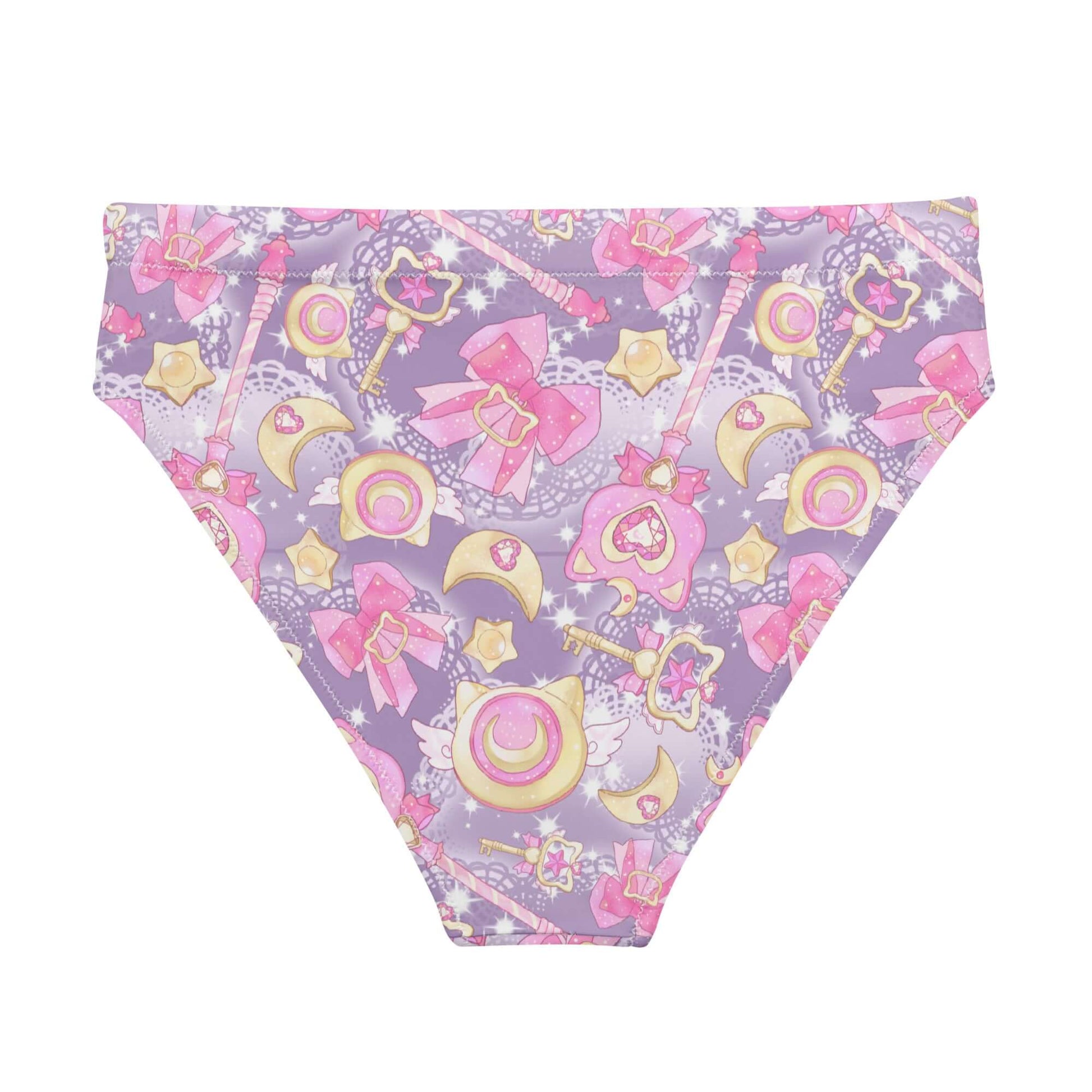 High-waisted Magical Girl Bikini Bottom with vibrant, whimsical patterns, perfect for beach days at your favorite store.
