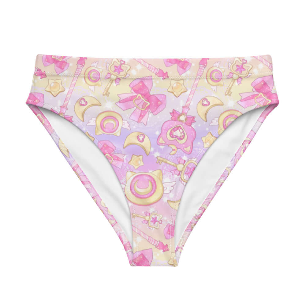 High-waisted Magical Girl Bikini Bottom, double-layered and comfy, perfect for beach adventures or spa days.