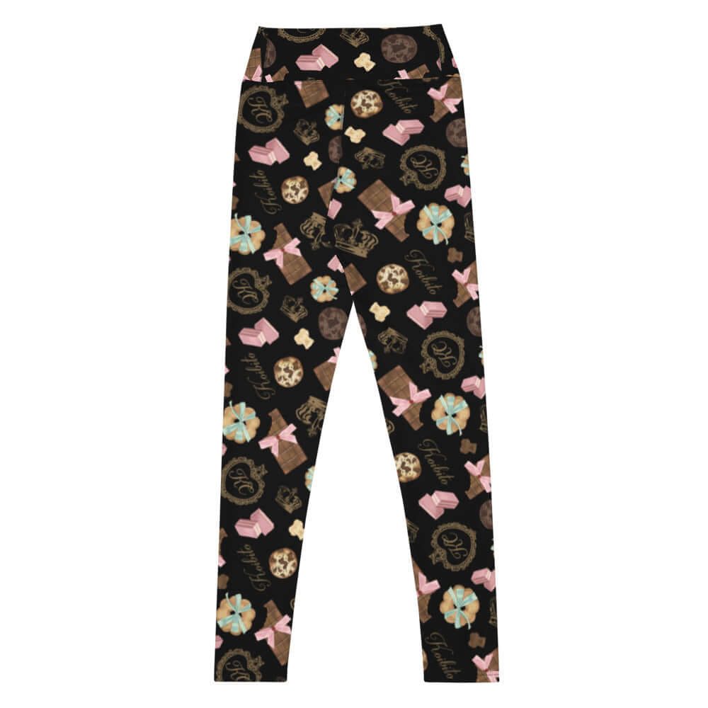 Stylish High-waisted Royal Cookie Leggings featuring an elegant cookie print, perfect for gym or lounging at home.