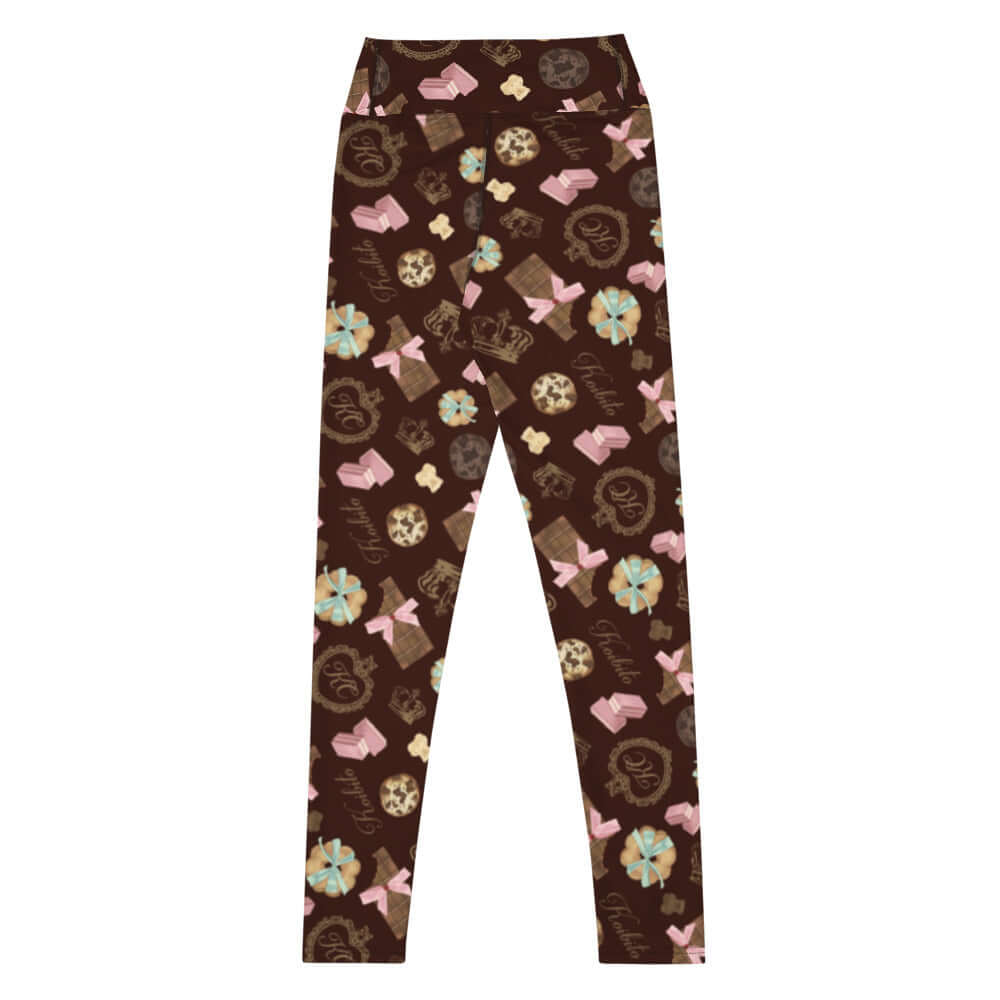 Stylish High-waisted Royal Cookie Leggings featuring a fun dessert pattern, perfect for workouts or lounging.