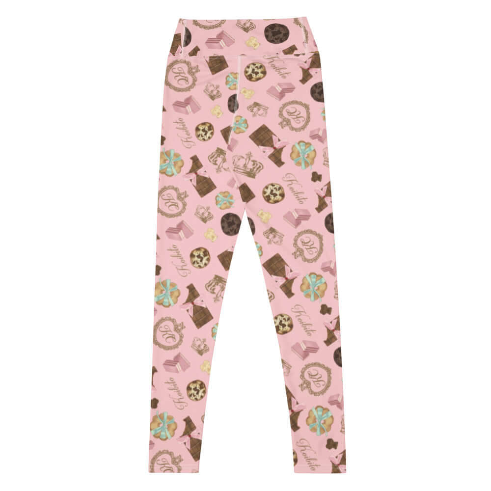 Stylish High-waisted Royal Cookie Leggings featuring a fun cookie print, perfect for workouts or lounging comfortably.