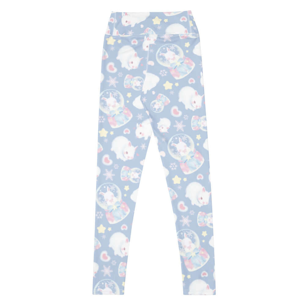 High-waisted Snow Bunny Leggings featuring cute bunnies, perfect for gym or lounging in style and comfort.