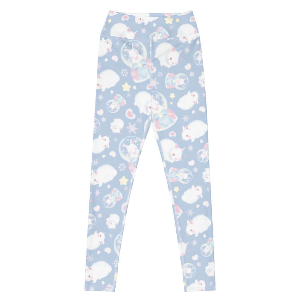 High-waisted Snow Bunny Leggings featuring a fun bunny print, perfect for workouts or lounging in style.