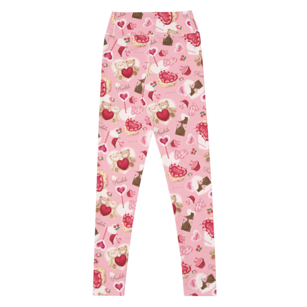High-waisted Sugar Sweetheart Leggings feature a playful print, designed for comfort and style this Valentine's season.