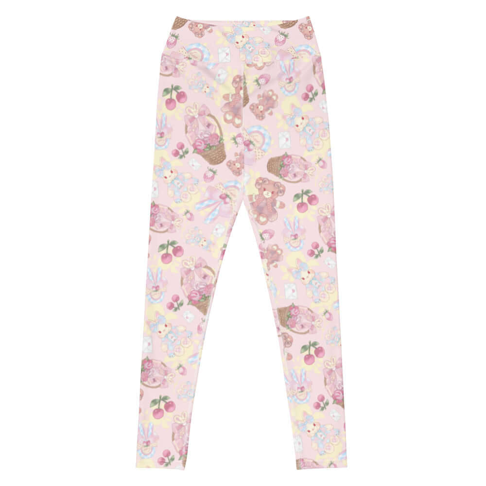 High-waisted Sweet Teddy Leggings feature a cute print and stretchable fabric, perfect for workouts and casual wear.