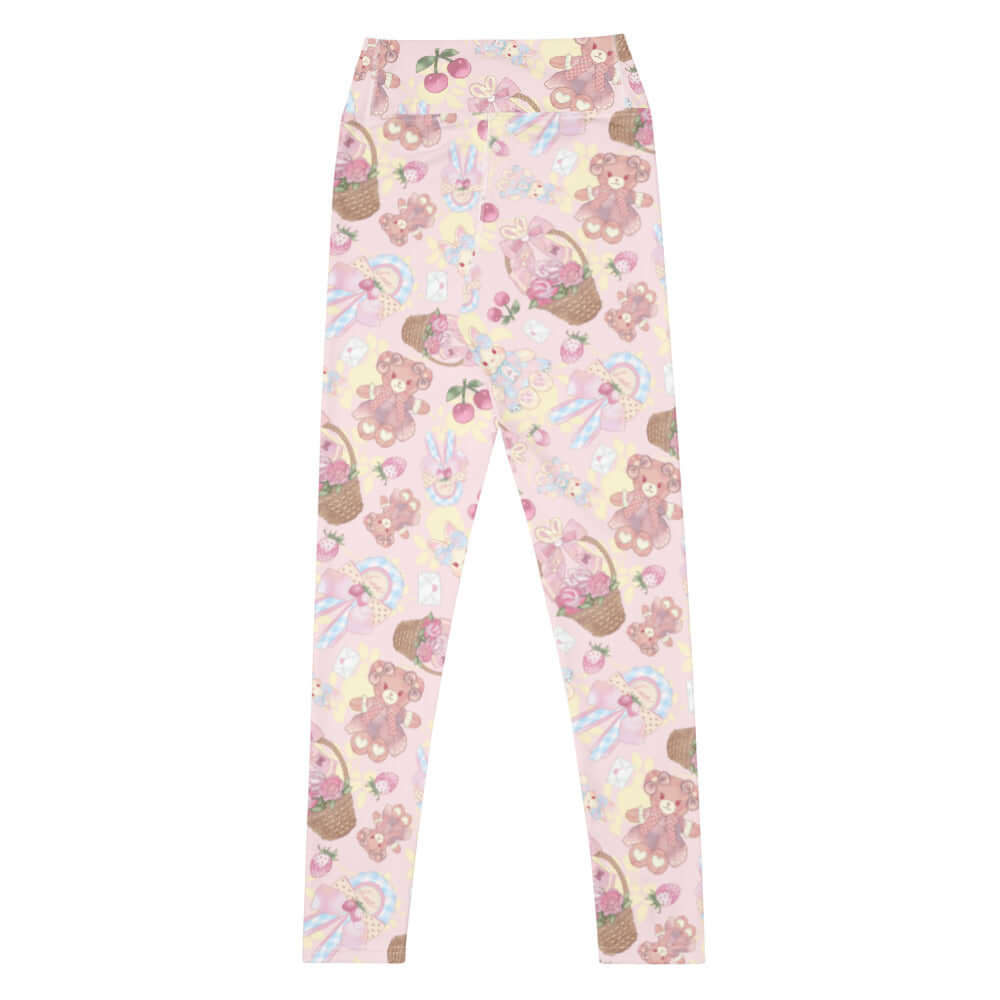 High-waisted Sweet Teddy Leggings feature a playful teddy bear print, perfect for stylish workouts or casual wear.