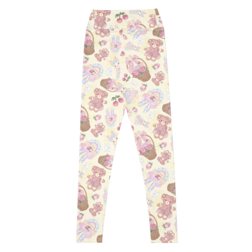 High-waisted Sweet Teddy Leggings feature a playful teddy bear print, perfect for stylish workouts or lounging.