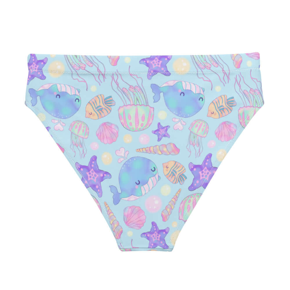 High-waisted Under the Sea Bikini Bottom featuring a playful ocean-themed design, perfect for beach adventures.