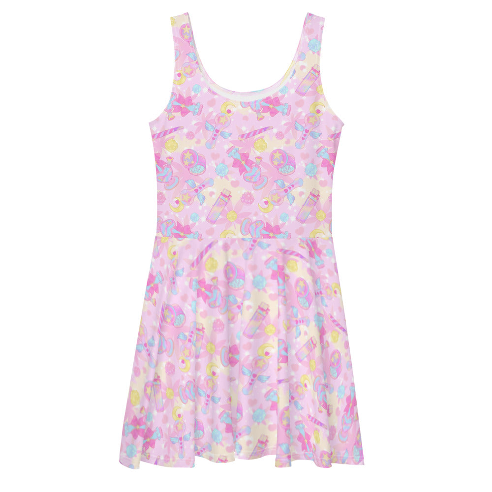 Kawaii Indica Magica Skater Dress with playful design elements, perfect for showcasing your chill vibe.