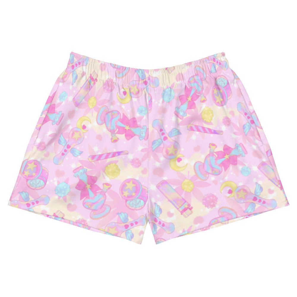 Indica Magica Athletic Short Shorts feature a playful design perfect for comfy workouts and gym sessions.