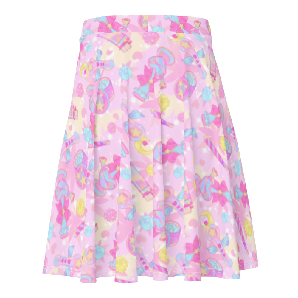 Indica Magica Skater Skirt featuring a playful pastel design, perfect for comfort and style in any setting.