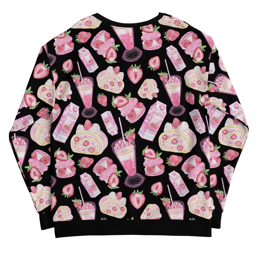 Pastel pink Strawberry Sweatshirt features a cute design perfect for a kawaii aesthetic, ideal for cozy outings.