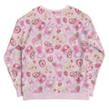 Pastel pink Strawberry Sweatshirt featuring a cute fruit pattern, perfect for a kawaii aesthetic and cozy wear.