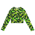 Kero-kero Long-sleeved Crop Top features a fun frog design, perfect for eco-friendly athleisure and sportswear.