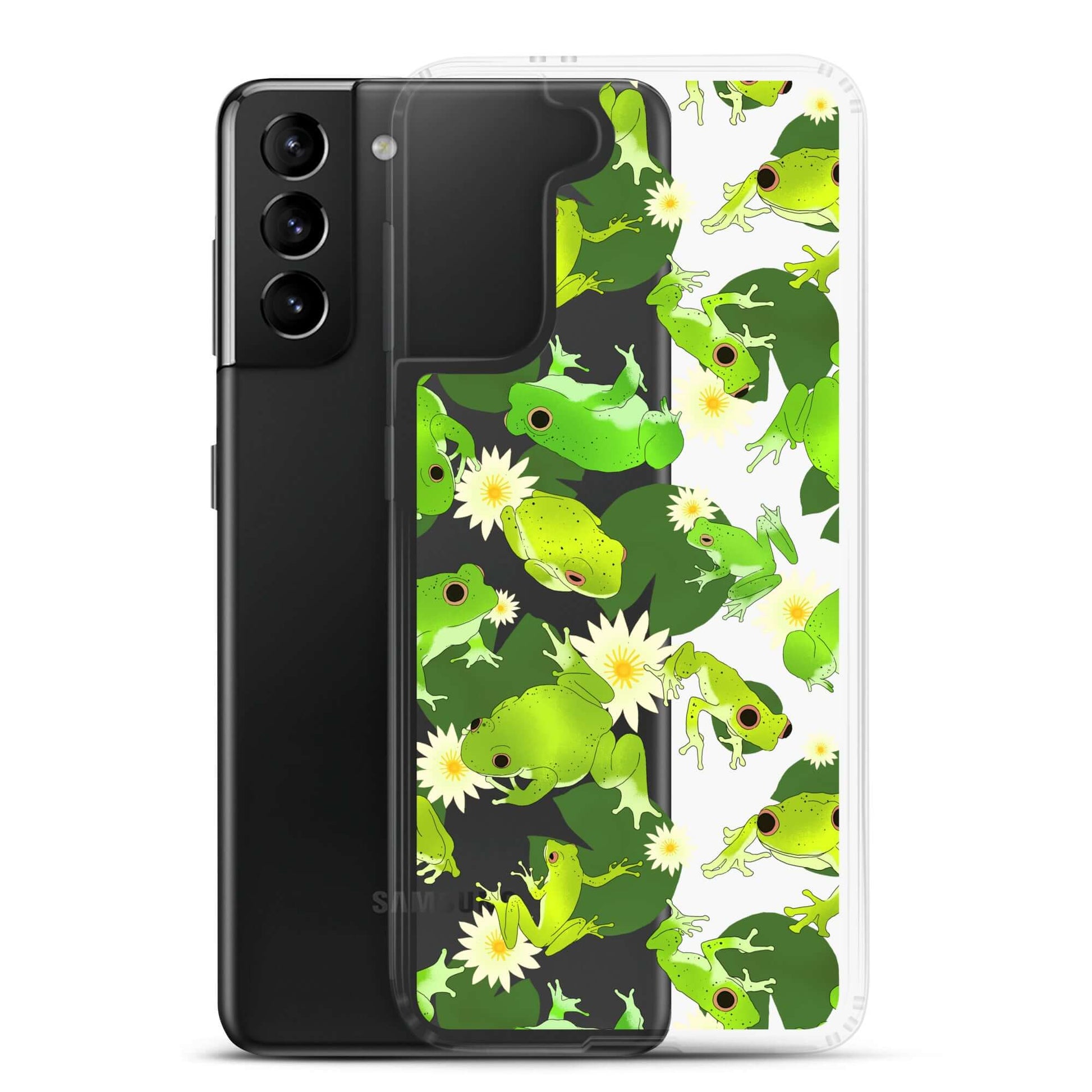 Kero-kero Samsung® Clear Case showcases vibrant frogs, protecting your phone with style and charm. Perfect for frog lovers!