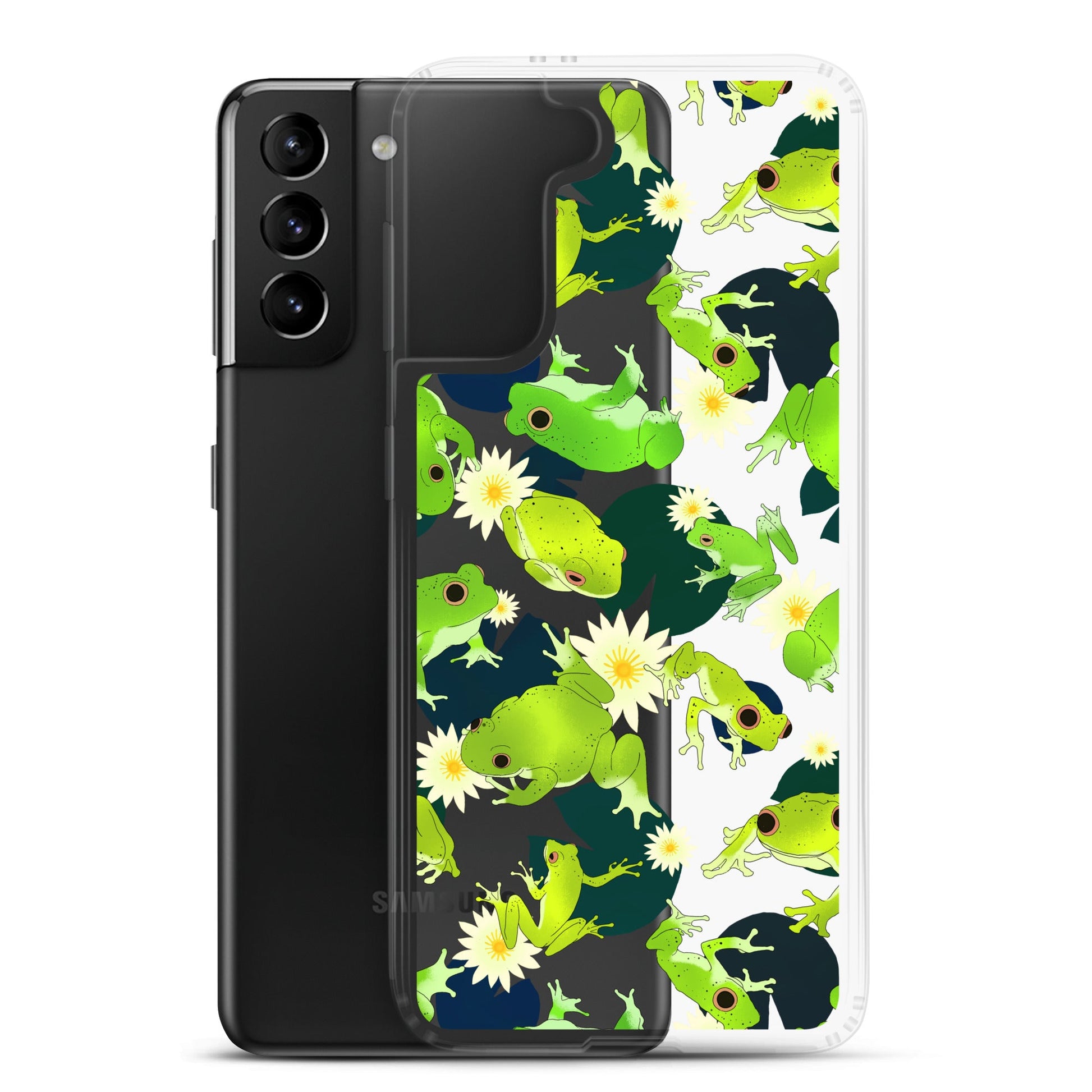 Protect your phone in style with the Kero-kero Samsung® Clear Case, showcasing vibrant frog designs.