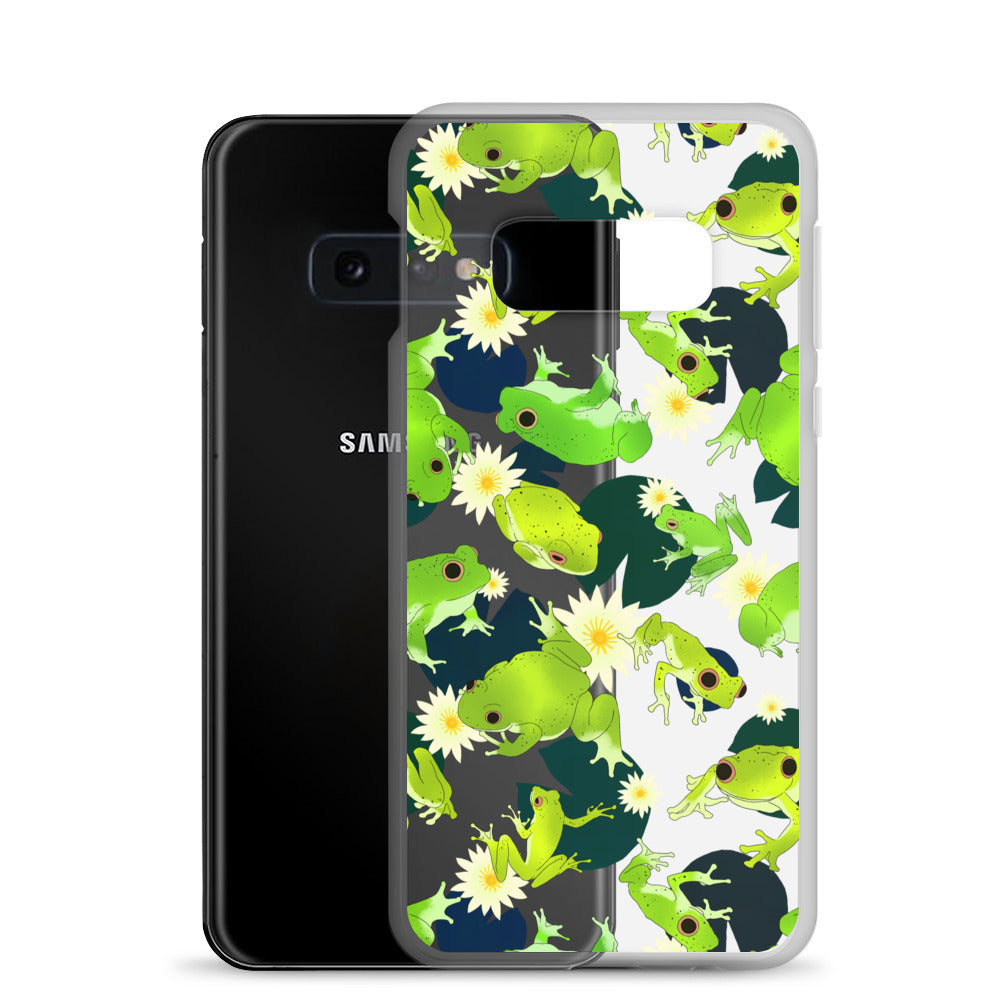 Kero-kero Samsung® Clear Case featuring vibrant frog designs, perfect for frog lovers and phone protection.