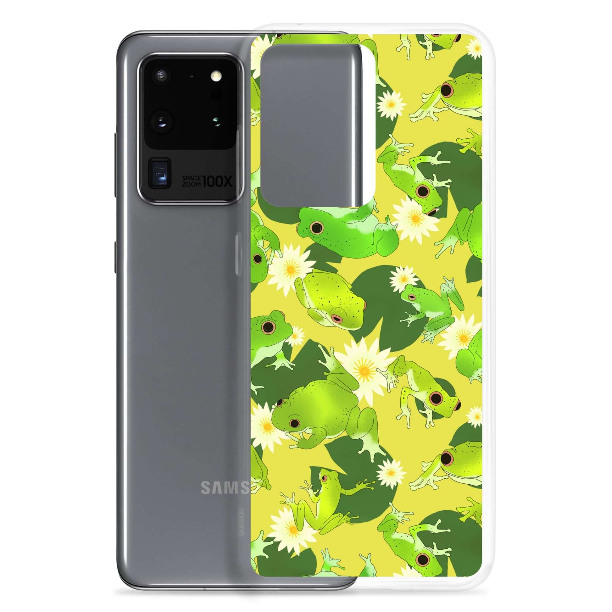 Kero-kero Samsung® Clear Case showcases vibrant frog designs, perfect for frog lovers seeking protection and style.