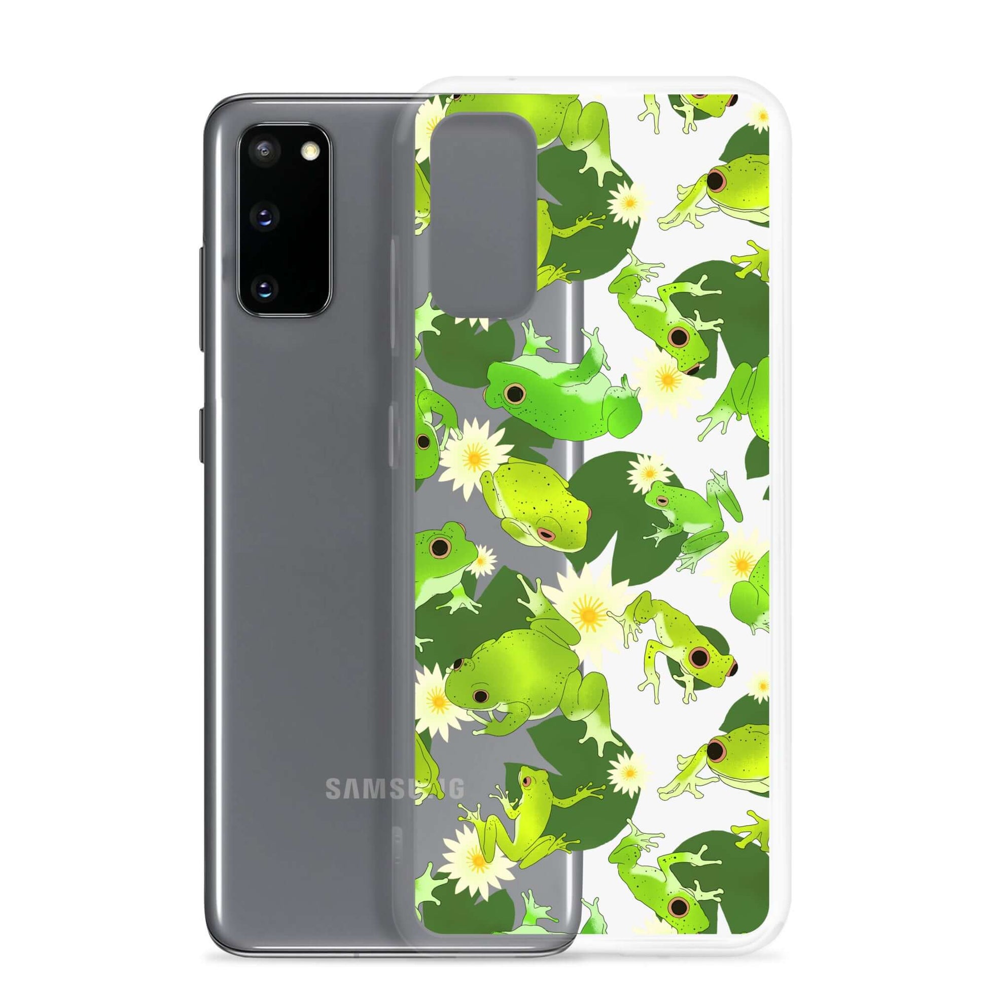 Stylish Kero-kero Samsung® Clear Case features vibrant frog design, protecting your phone from scratches and dirt.