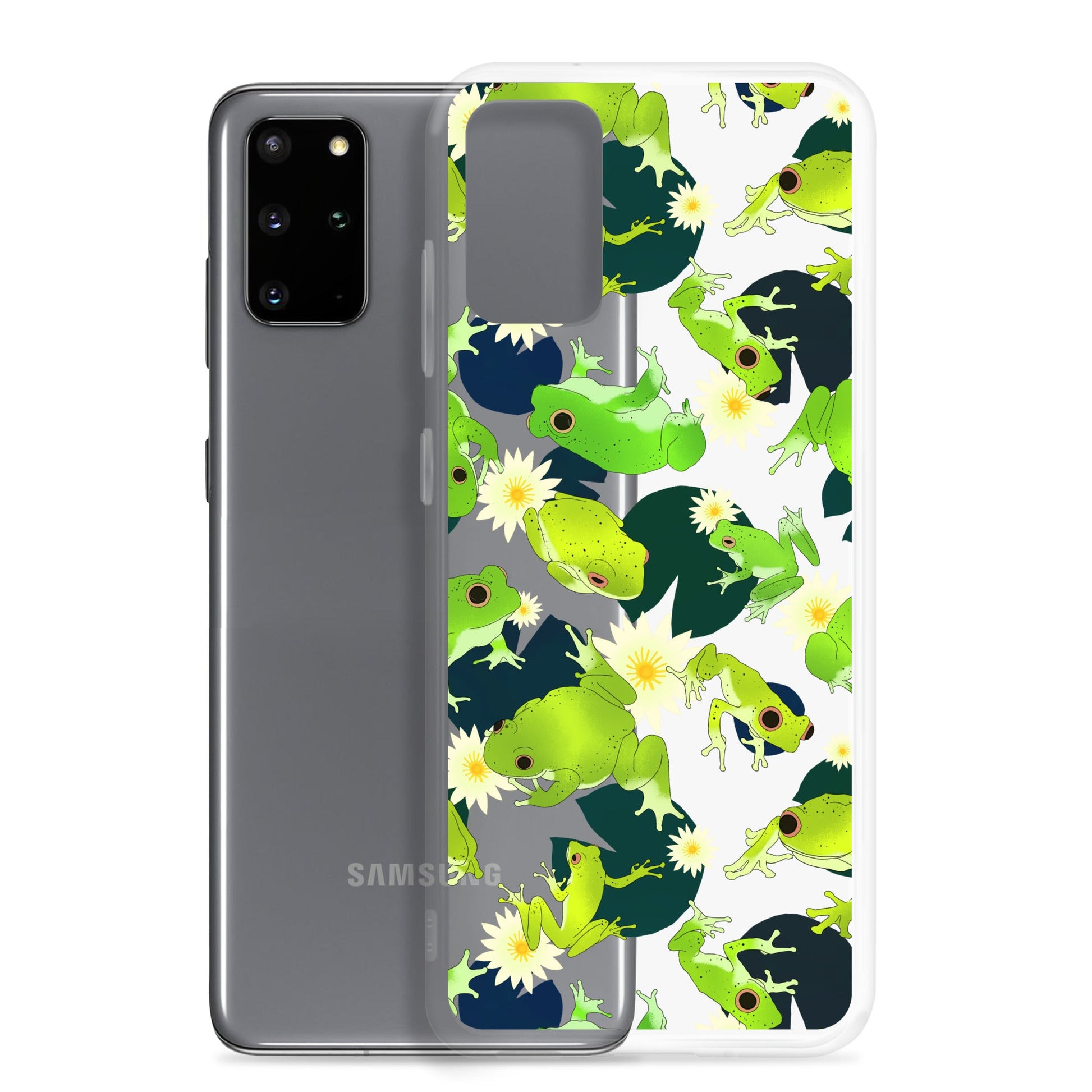 Colorful Kero-kero Samsung® Clear Case showcases frogs, offering stylish protection for your Samsung phone.