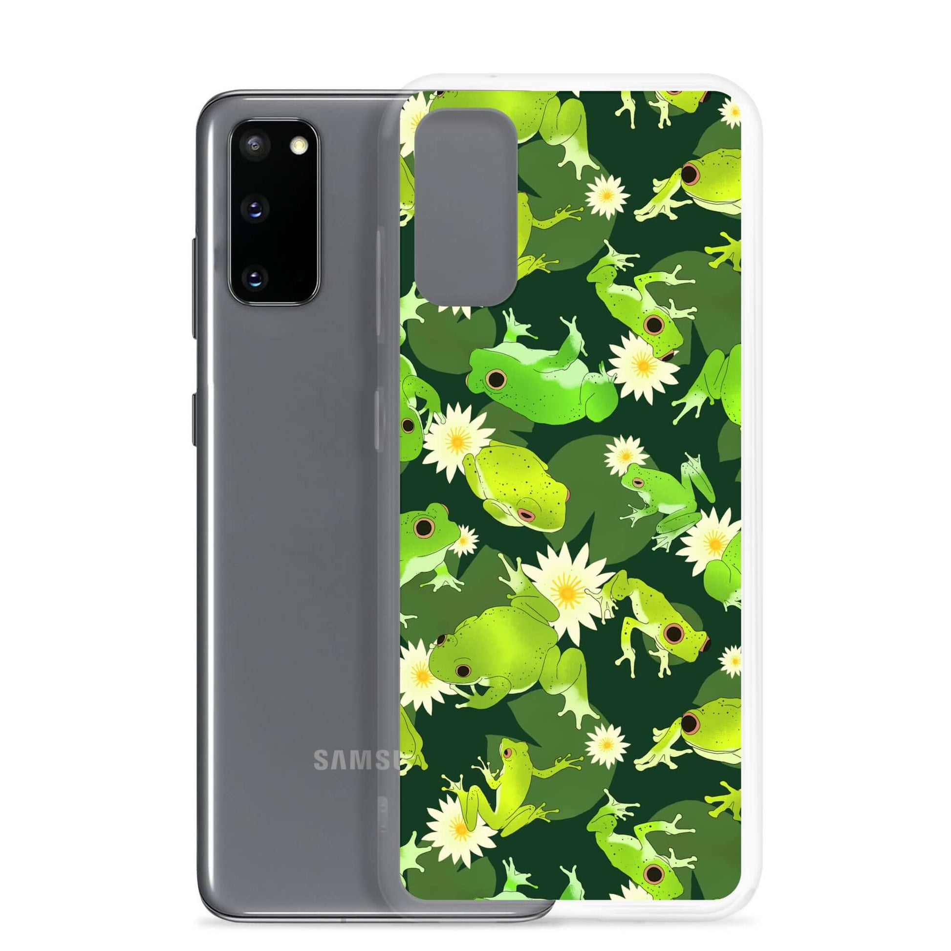 Kero-kero Samsung® Clear Case featuring vibrant frog design, perfect for showcasing your love for amphibians.