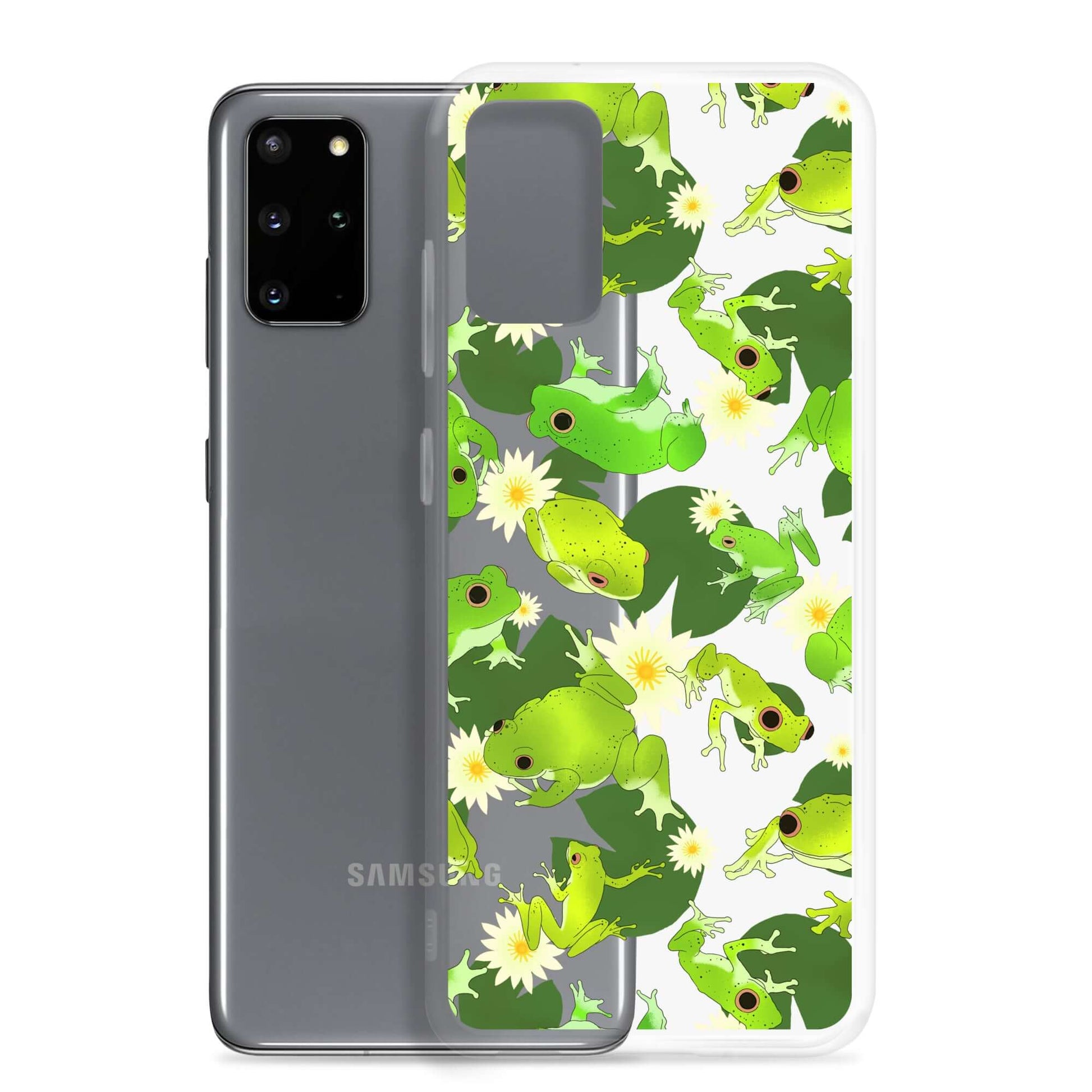 Kero-kero Samsung® Clear Case showcasing vibrant frog designs, perfect for any frog enthusiast. Shop now!