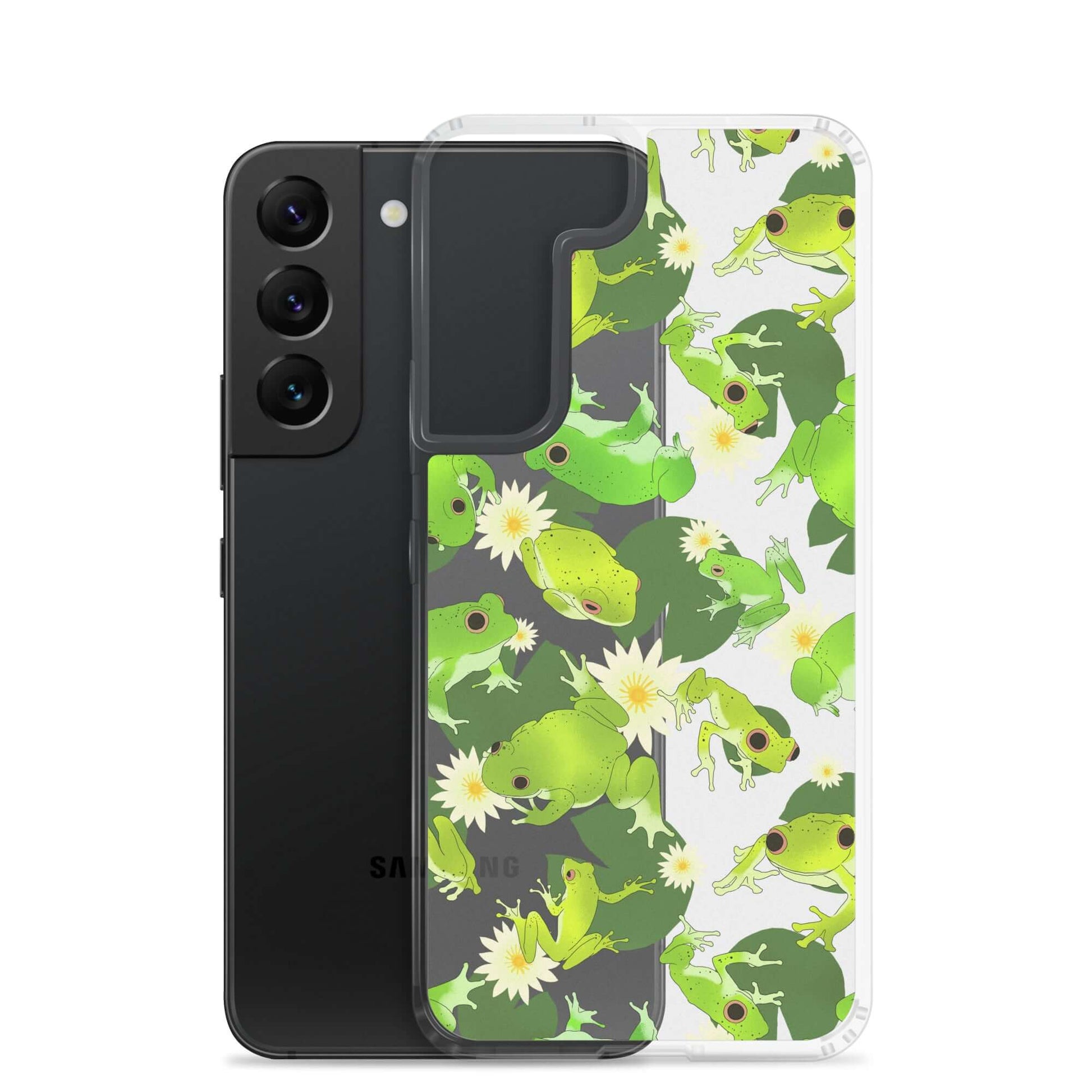 Kero-kero Samsung® Clear Case showcases vibrant frog designs, offering protection and style for your Samsung phone.