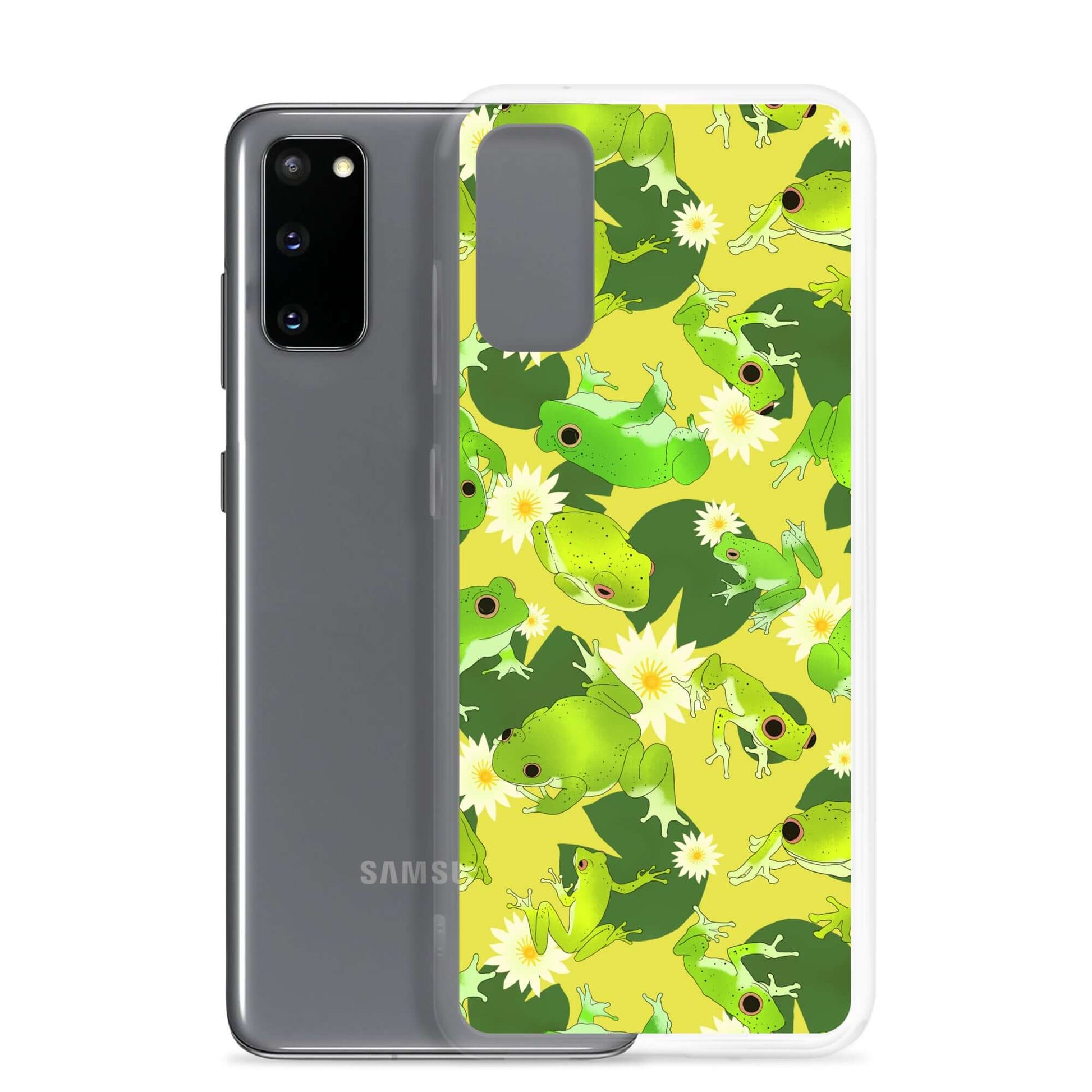 Colorful Kero-kero Samsung® Clear Case featuring frogs, perfect for frog enthusiasts seeking protection and style.