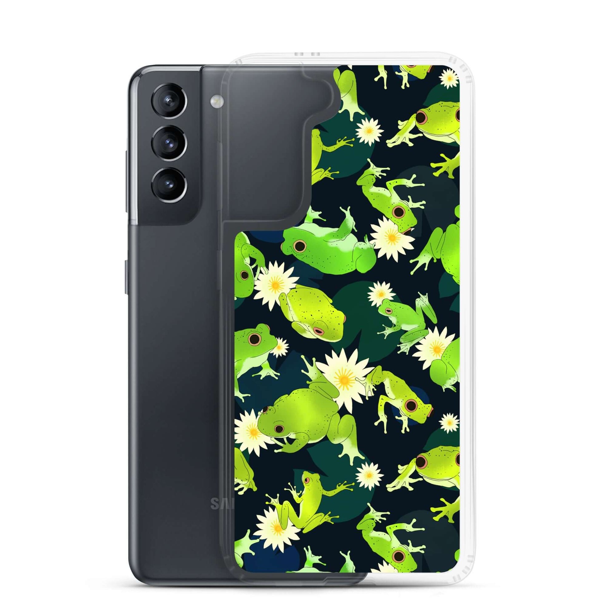 Stylish Kero-kero Samsung® Clear Case featuring vibrant frogs, perfect for frog lovers and ultimate protection.