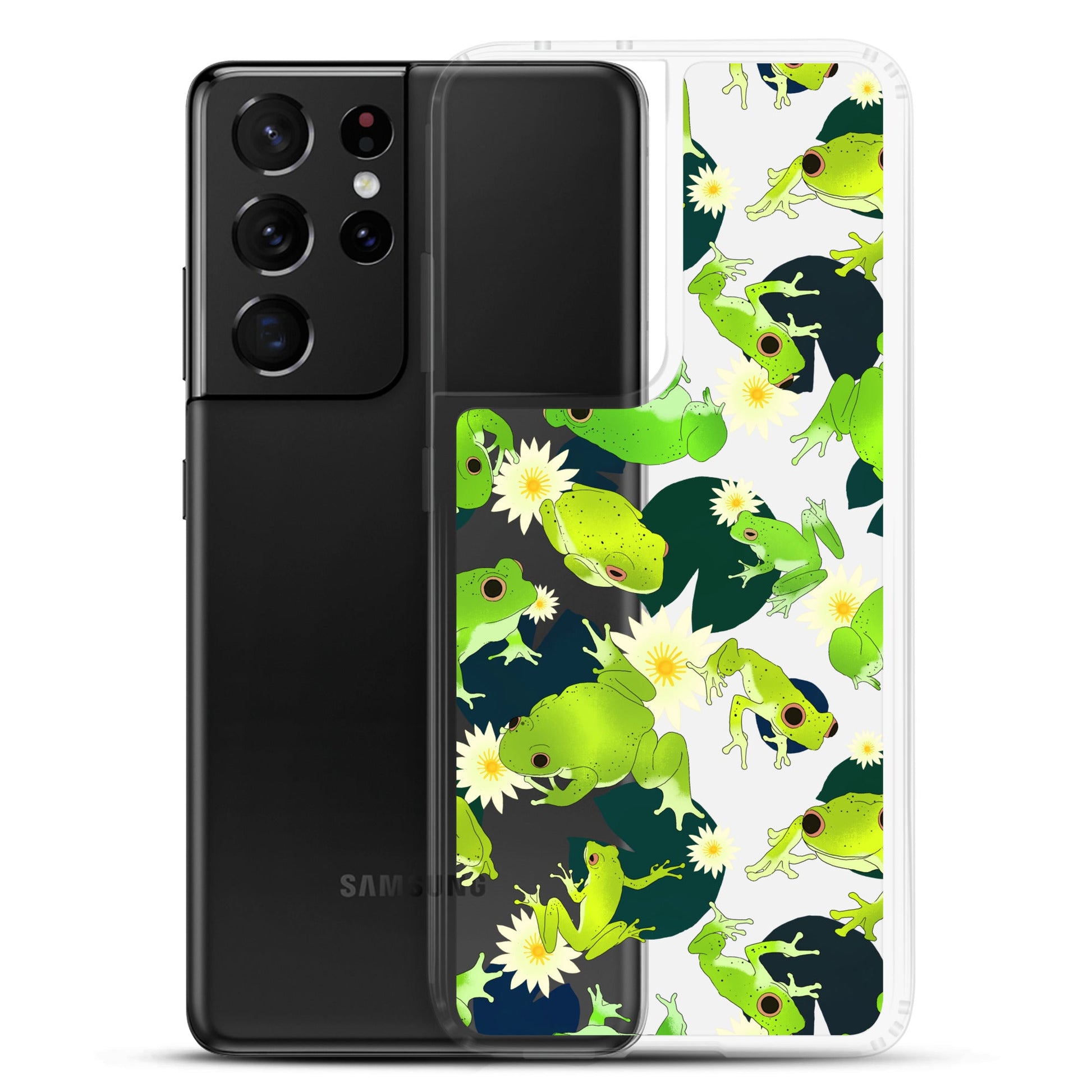 Protect your phone in style with the Kero-kero Samsung® Clear Case, showcasing vibrant frog designs.