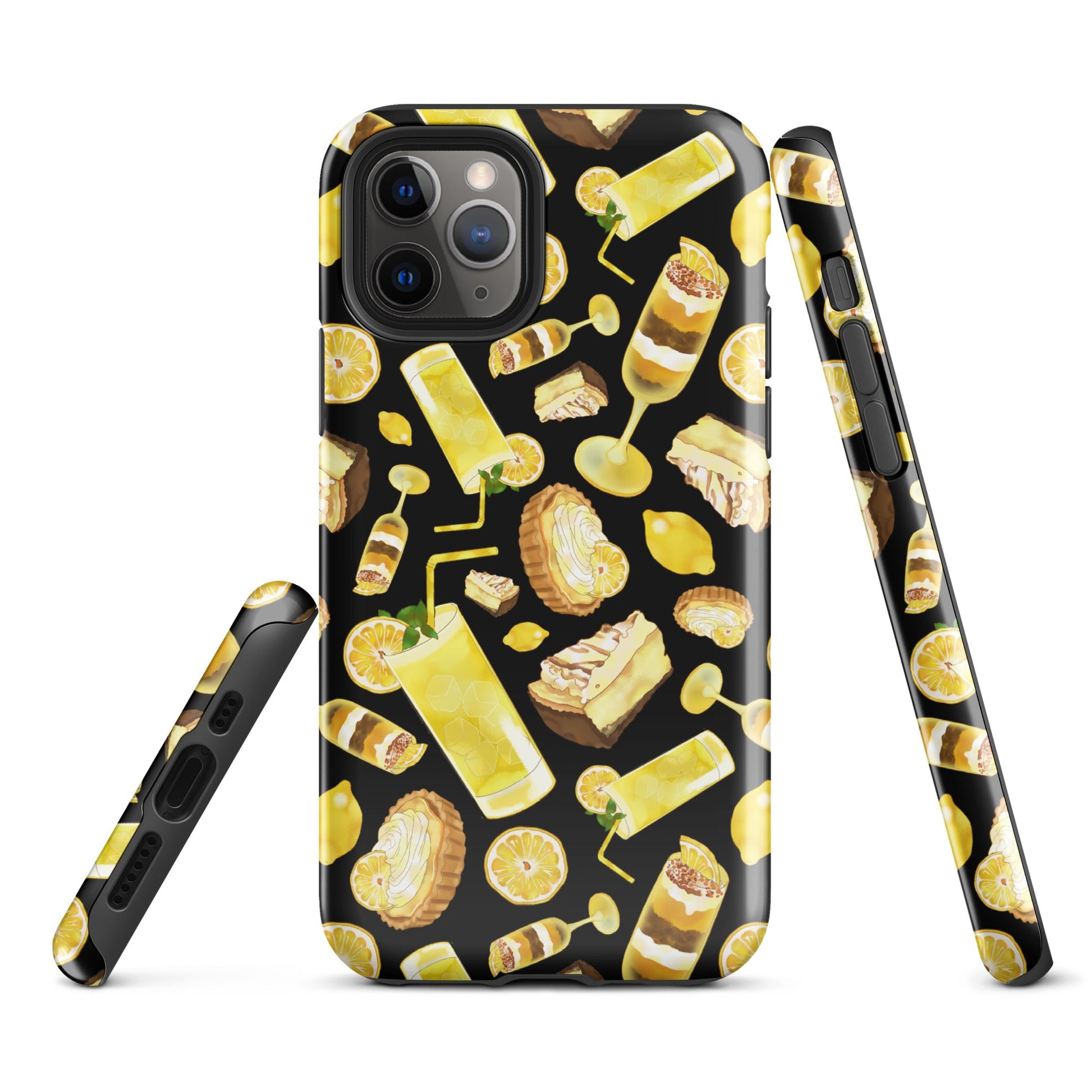 Stylish Lemon iPhone® Tough Case featuring a vibrant lemon design, offering durability and impact protection.