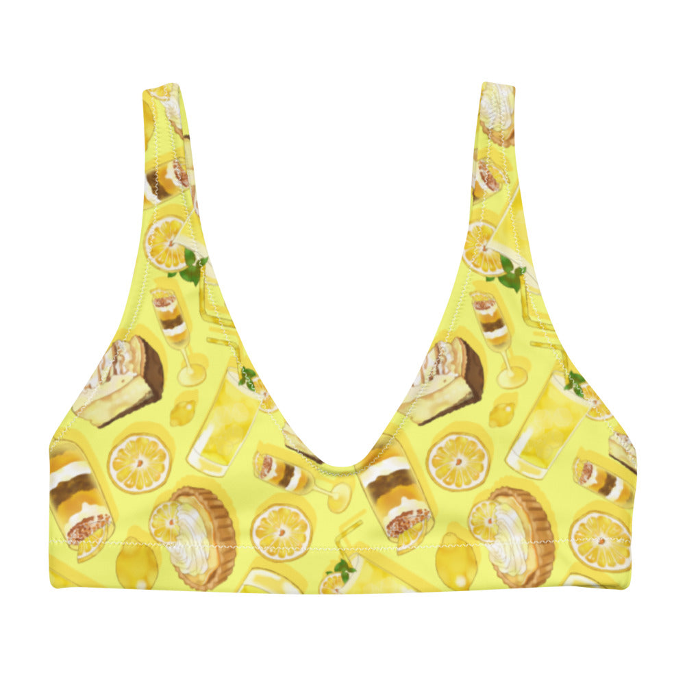 Bright yellow Lemon Padded Bikini Top designed for comfort and style, perfect for mixing and matching with various bottoms.