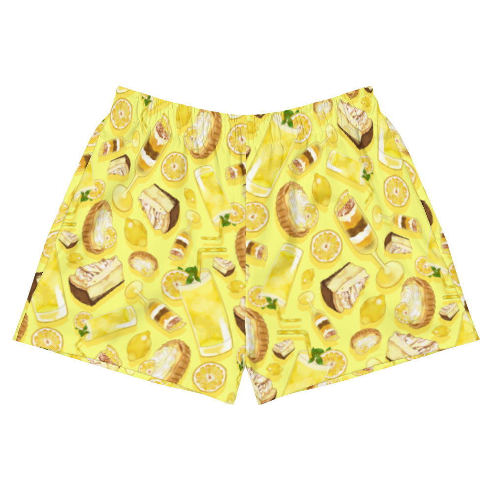 Bright and cheerful Lemon Athletic Short Shorts with a fun dessert print, perfect for workouts and comfort.