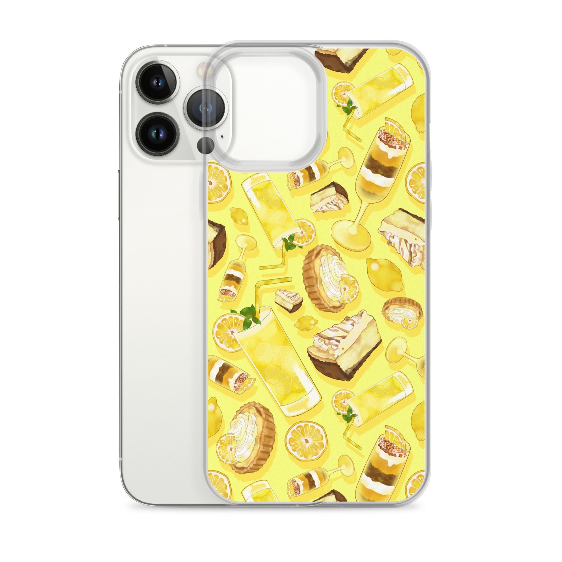 Stylish Lemon iPhone® Clear Case featuring vibrant lemon designs, protecting your phone from scratches and dirt.