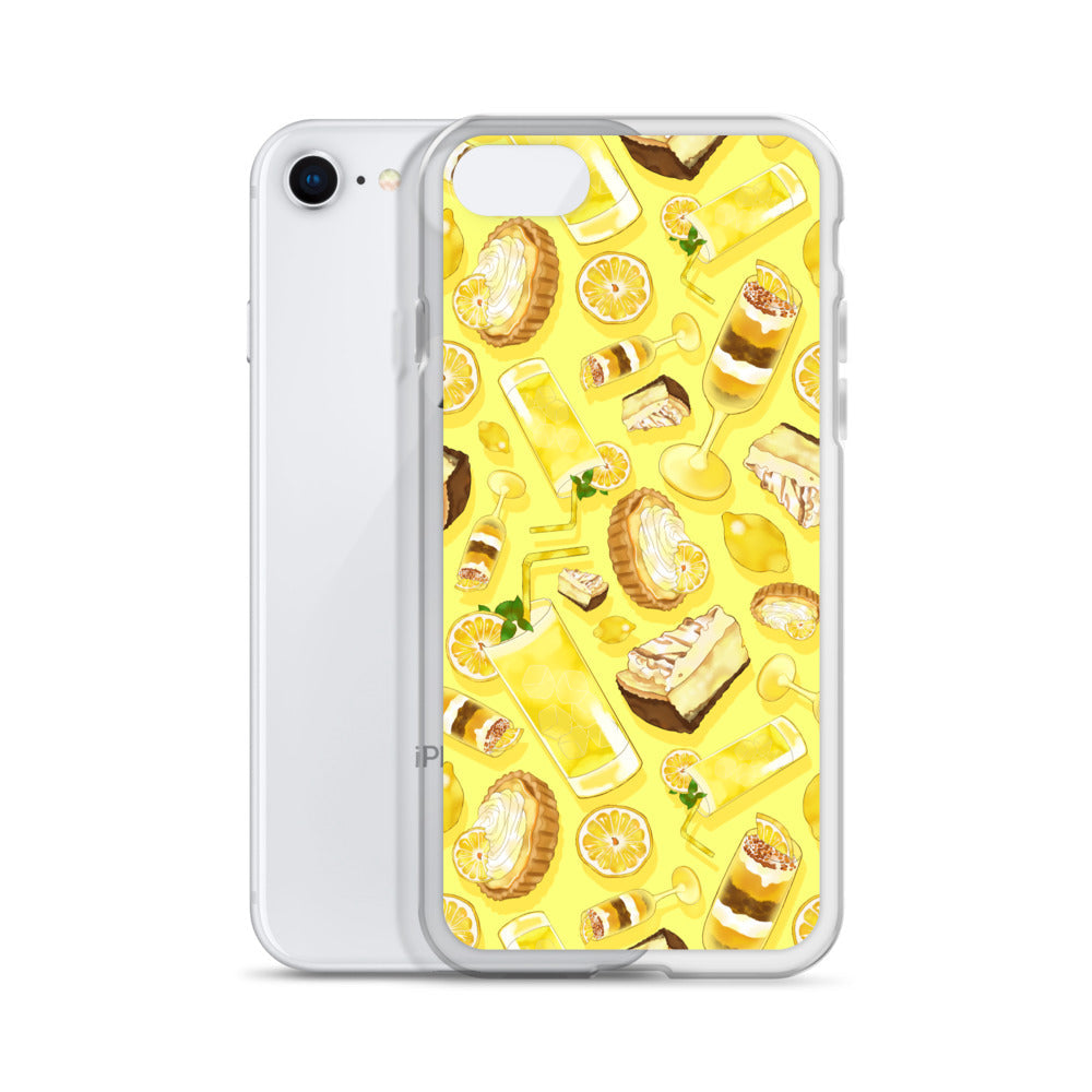 Sleek Lemon iPhone® Clear Case showcases vibrant lemon-themed design, offering protection from scratches and dirt.