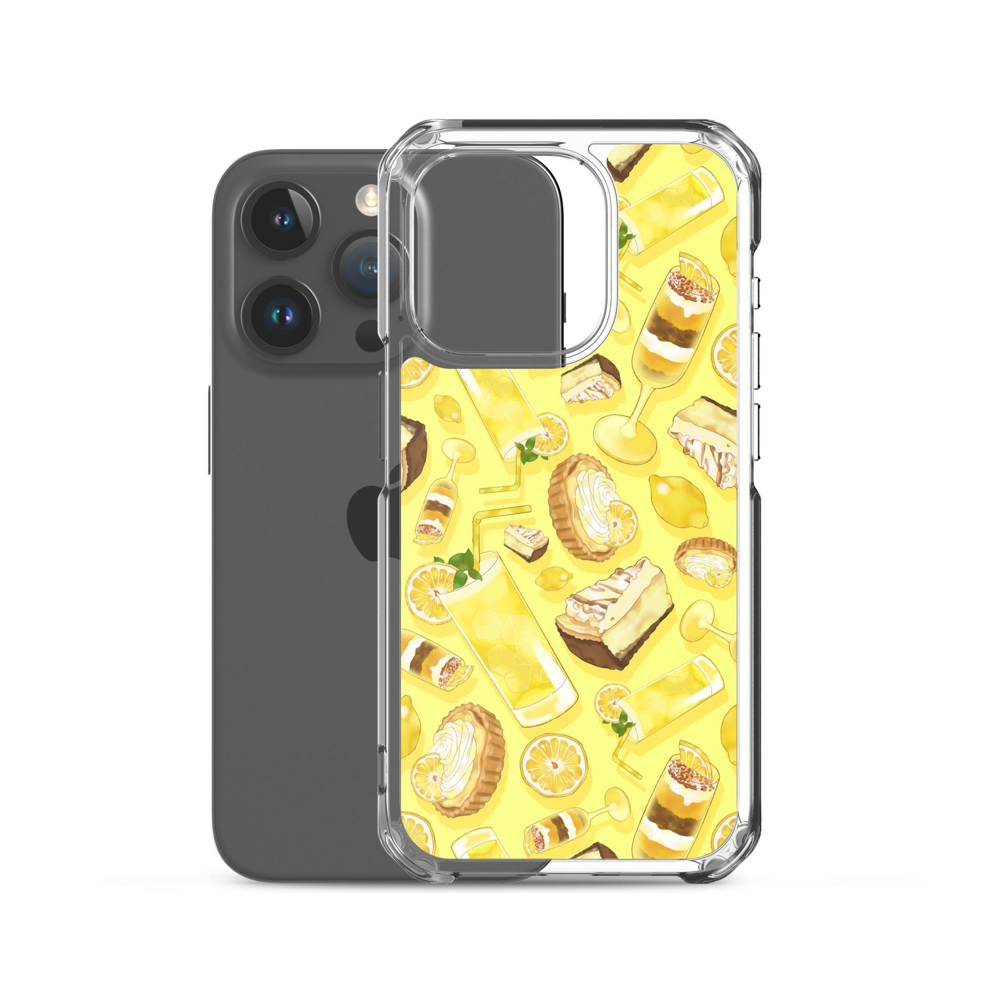 Sleek Lemon iPhone® Clear Case featuring a vibrant lemon design, offering protection against scratches and dirt.