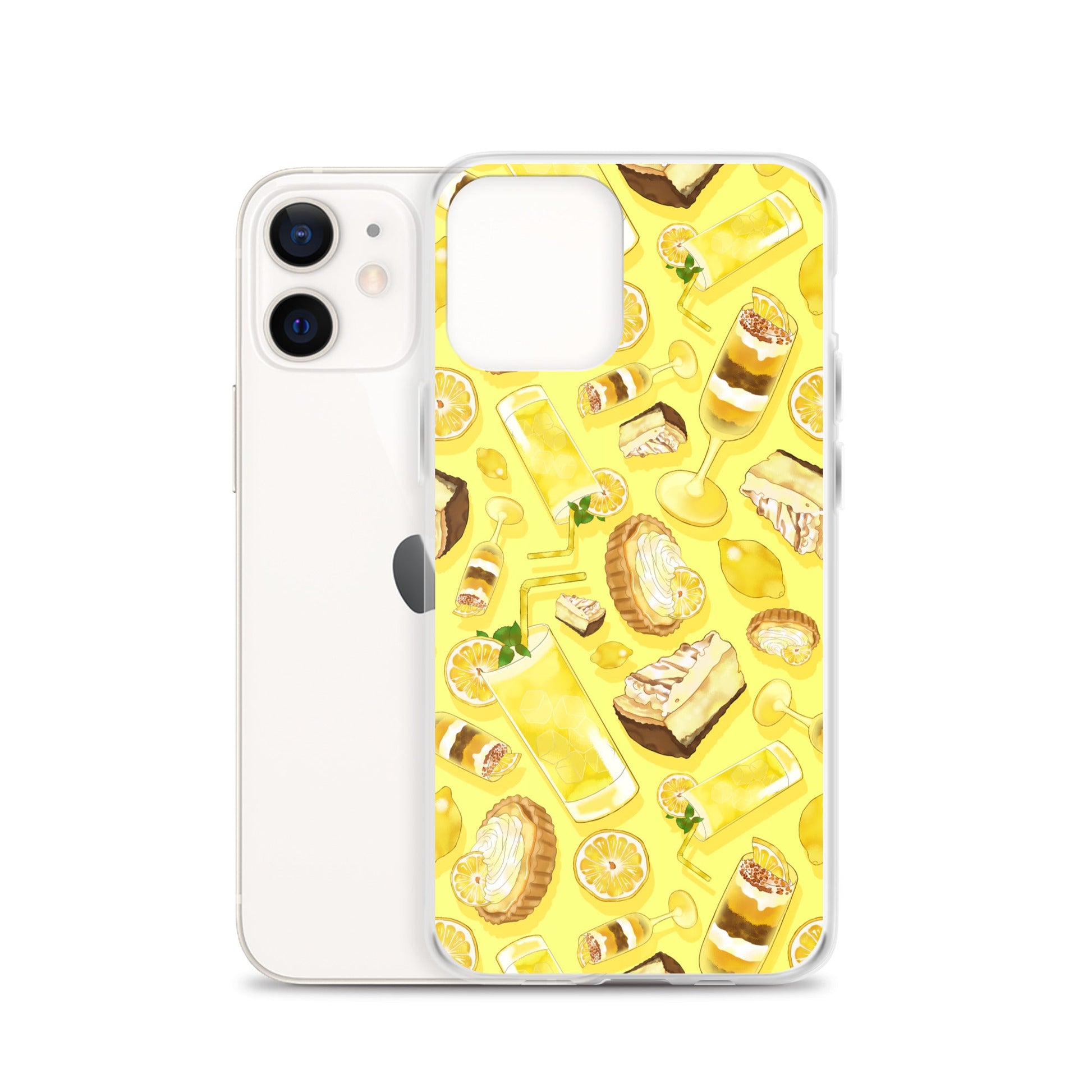 Lemon iPhone® Clear Case featuring a vibrant lemon pattern, combining style and protection for your device.