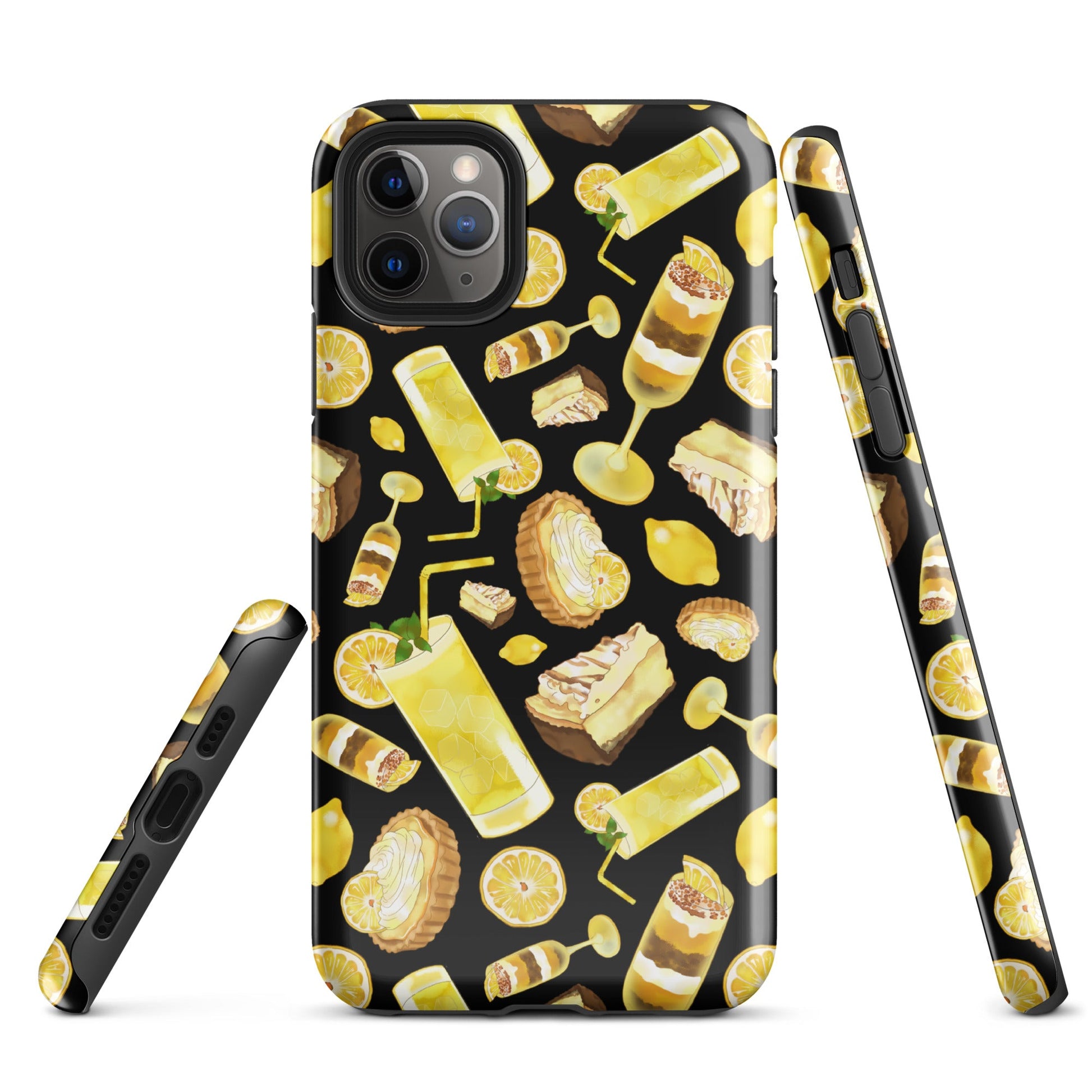 Stylish Lemon iPhone® Tough Case featuring a vibrant lemon pattern for durable protection and trendy design.