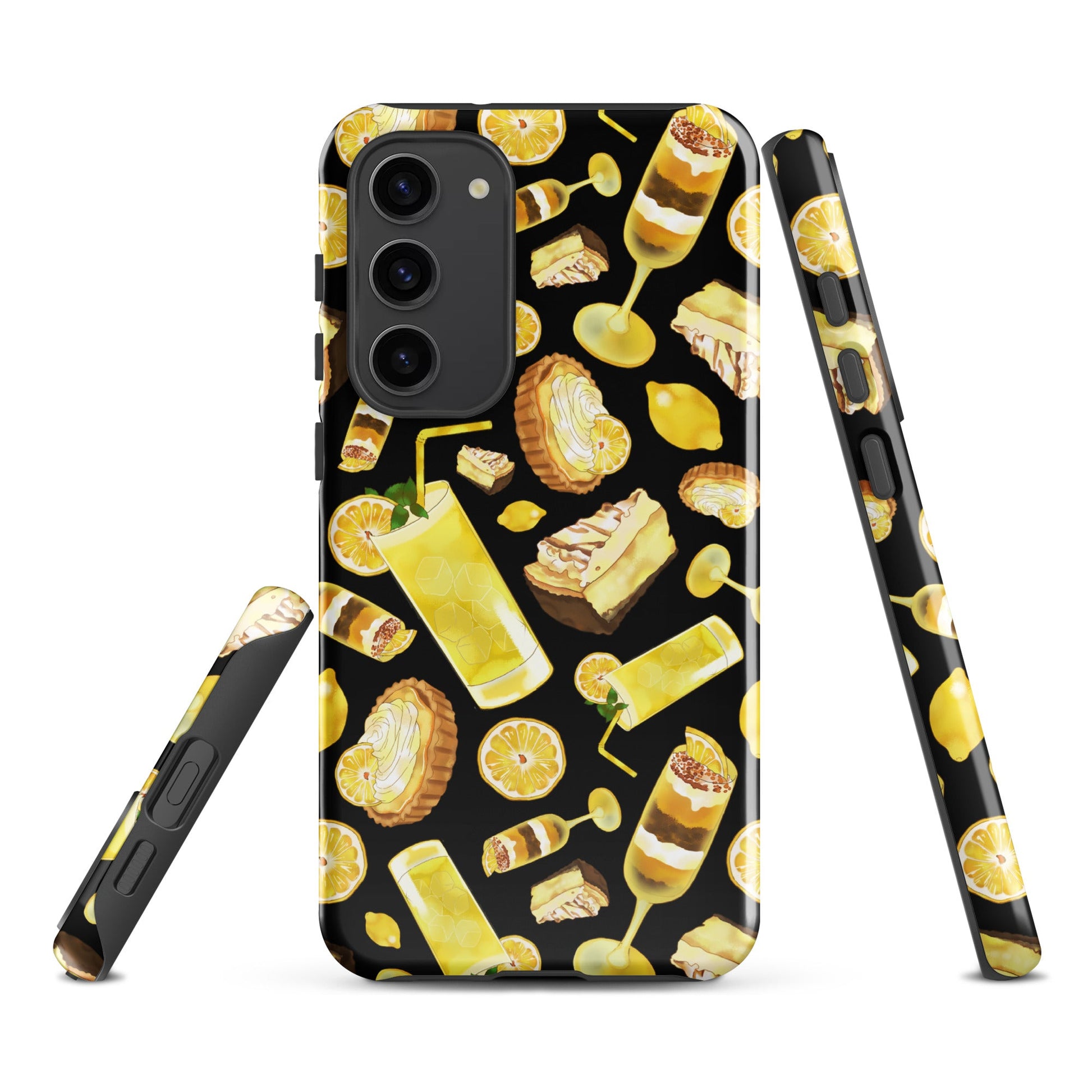 Lemon Samsung® Tough Case features a vibrant lemon design, combining style with durable protection for your phone.