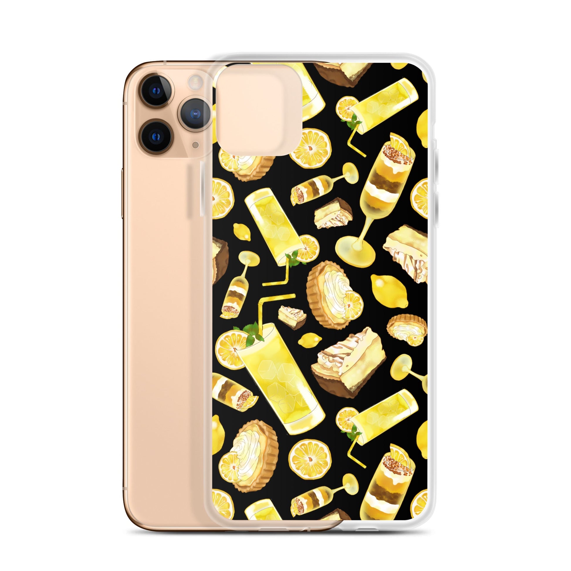 Lemon iPhone® Clear Case showcases a vibrant lemon design, ensuring stylish protection for your phone from daily wear.