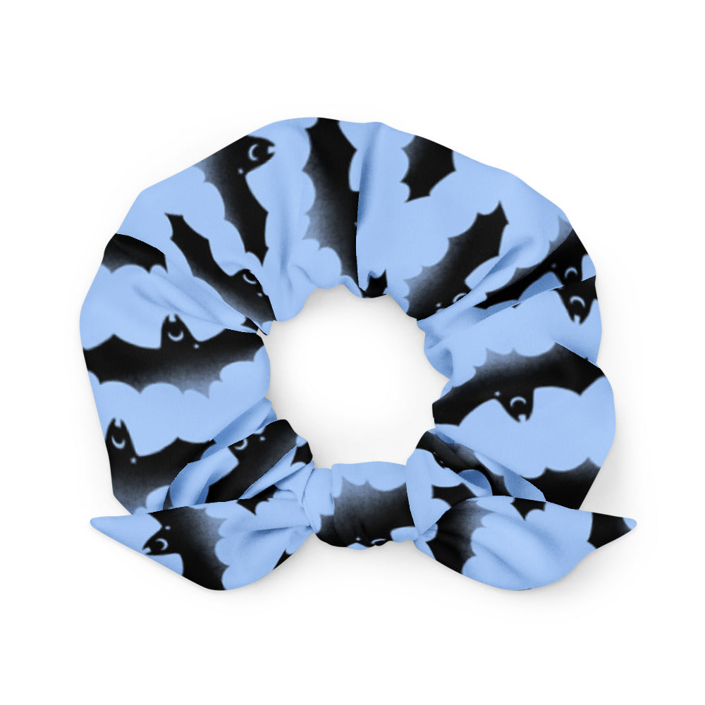 Stylish Lilith Scrunchie featuring a trendy bat design, perfect for any outfit, from workouts to nightlife.