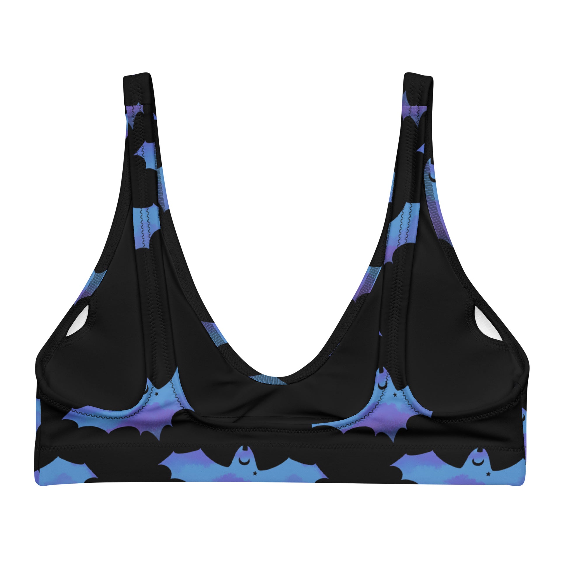 Lilith Padded Bikini Top features a playful bat design, perfect for sunny days by the pool or beach.