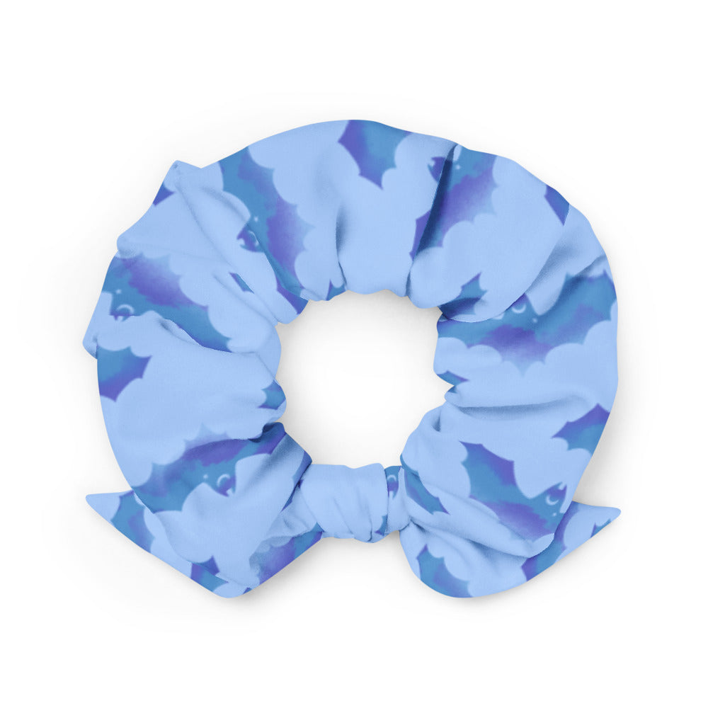 Stylish Lilith Scrunchie featuring a bat design, perfect for any outfit from gym to night out.