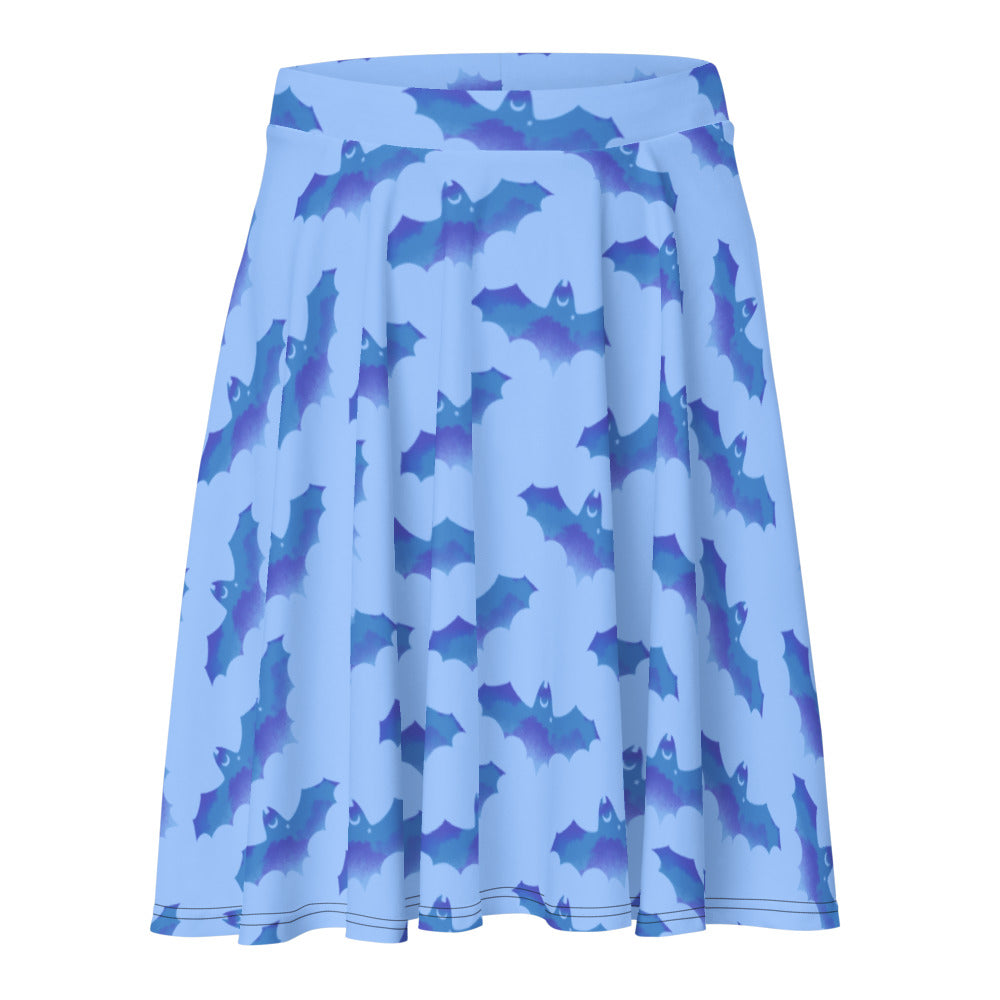 Stylish Lilith Skater Skirt featuring playful bat print, perfect for sunny days and all body types.