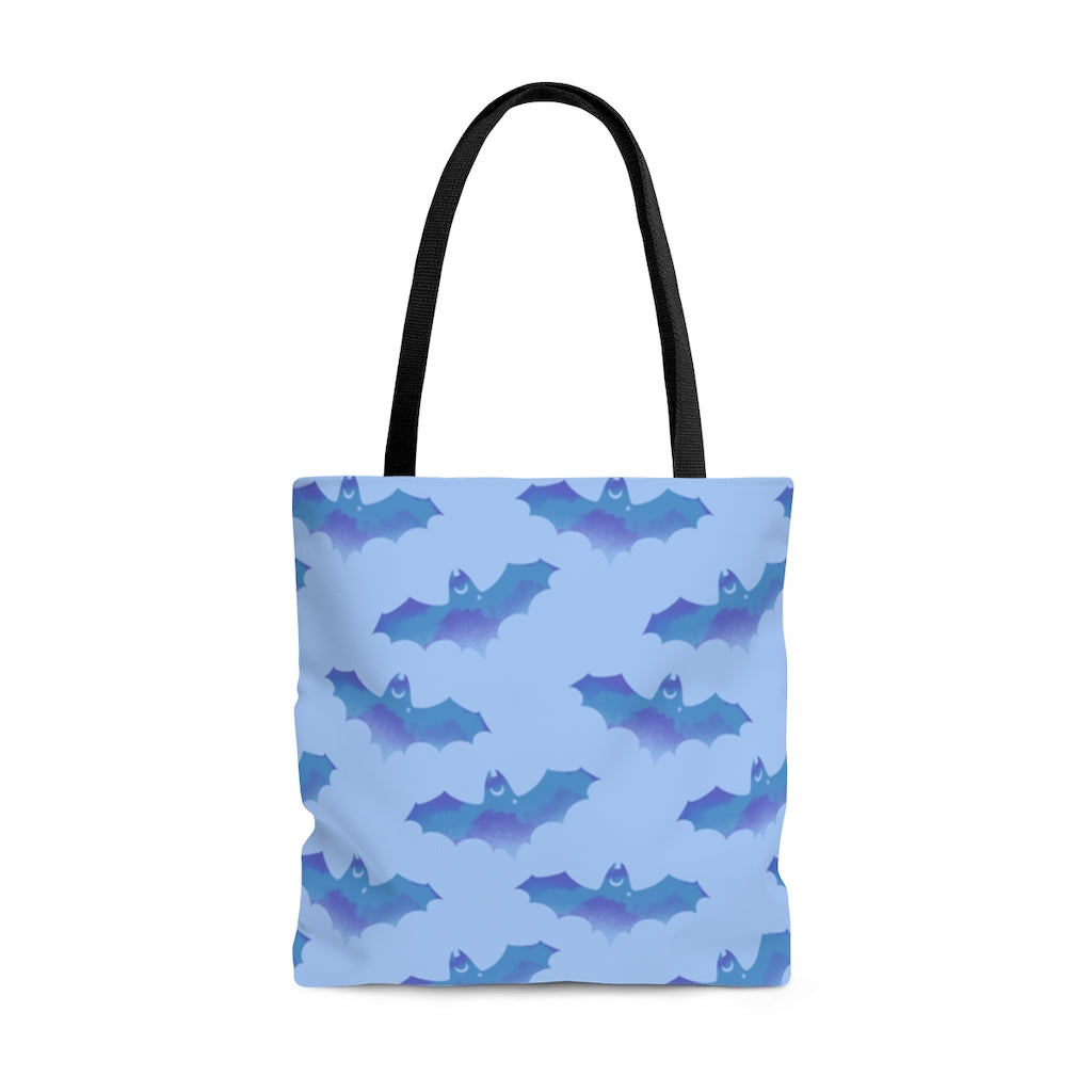 Stylish Lilith Tote Bag (Blue/Blue) features a unique bat design perfect for any outfit, ideal for daily use.