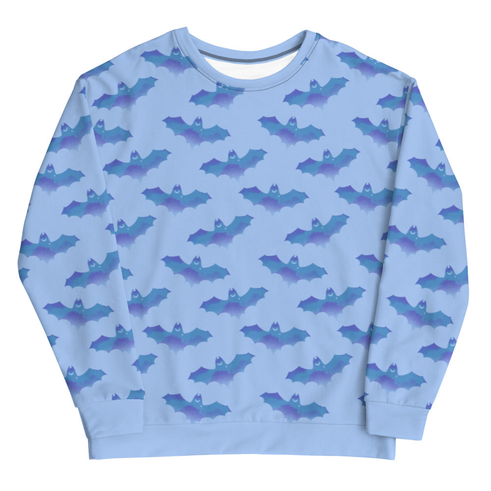 Cozy Lilith Sweatshirt featuring adorable bat patterns, perfect for stylish warmth day or night.
