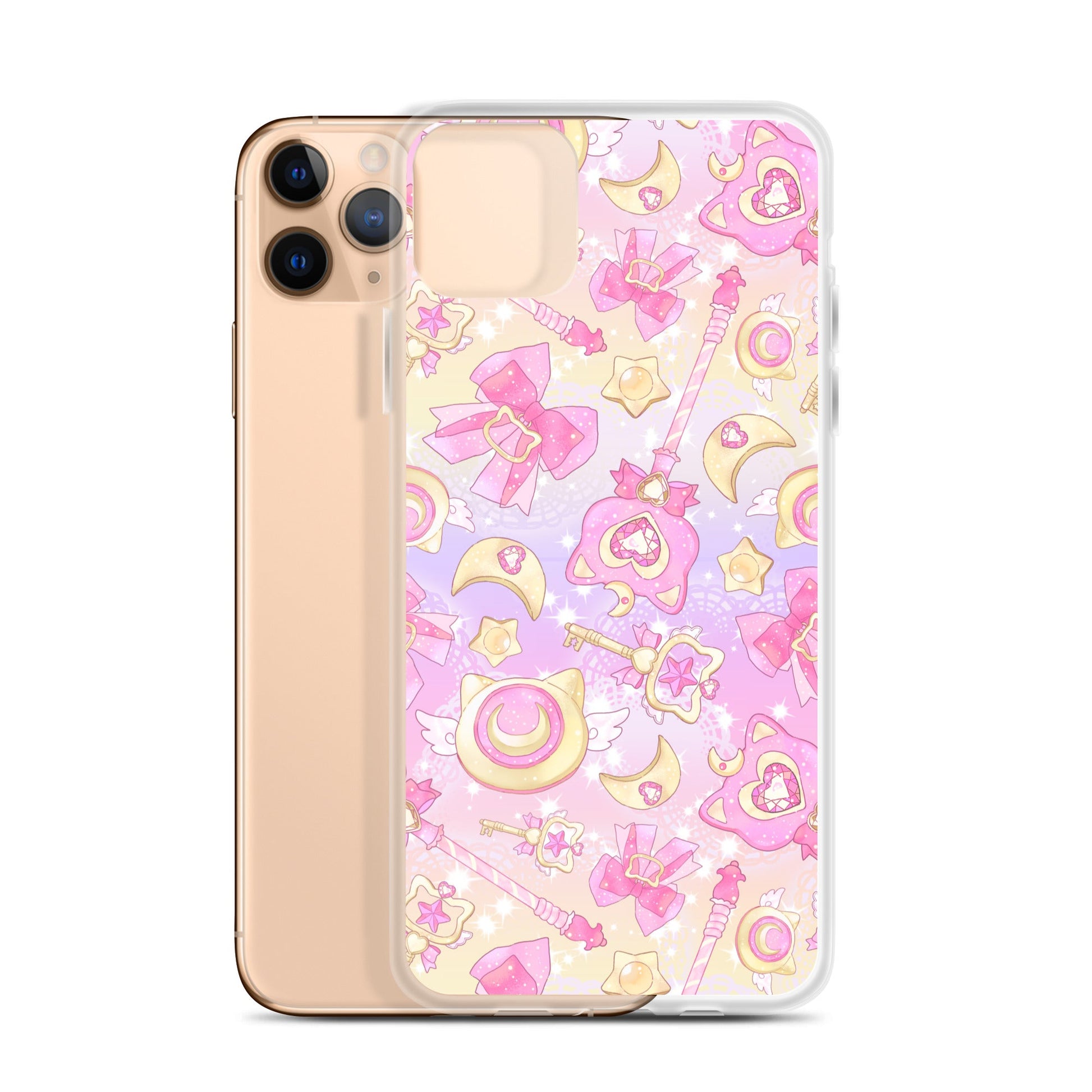 Colorful Magical Girl iPhone® Clear Case displaying whimsical designs, perfect for protecting your magical gadget.