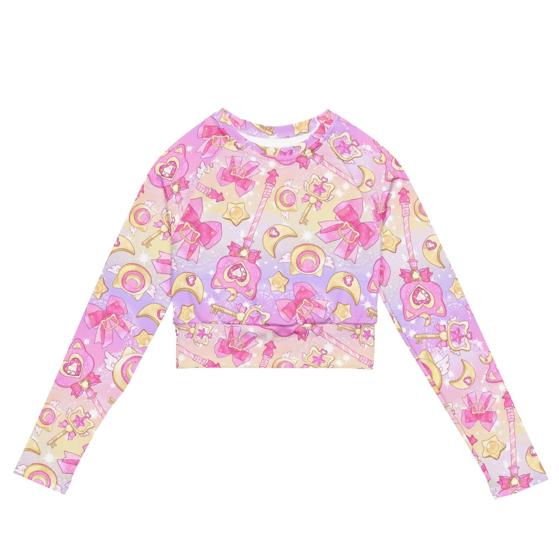 Shop the eco-friendly Magical Girl Long-sleeved Crop Top, perfect for athleisure with its comfy fit and vibrant design.