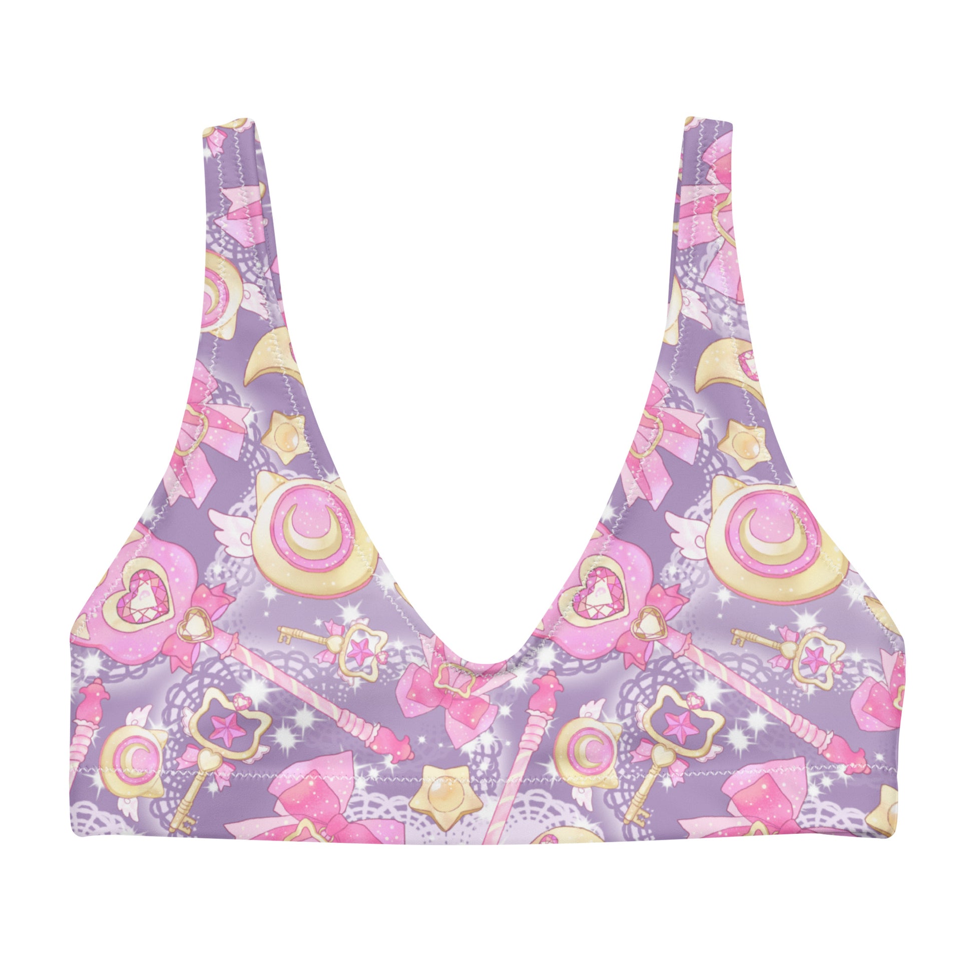 Magical Girl Padded Bikini Top features a colorful design, perfect for fun days by the pool or beach.