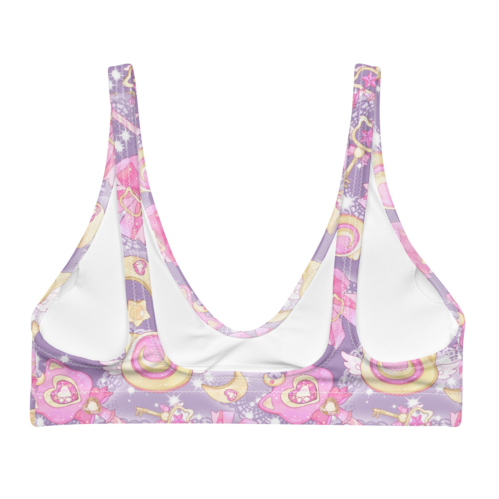 Stylish Magical Girl Padded Bikini Top featuring vibrant patterns, perfect for beach days and poolside fun.
